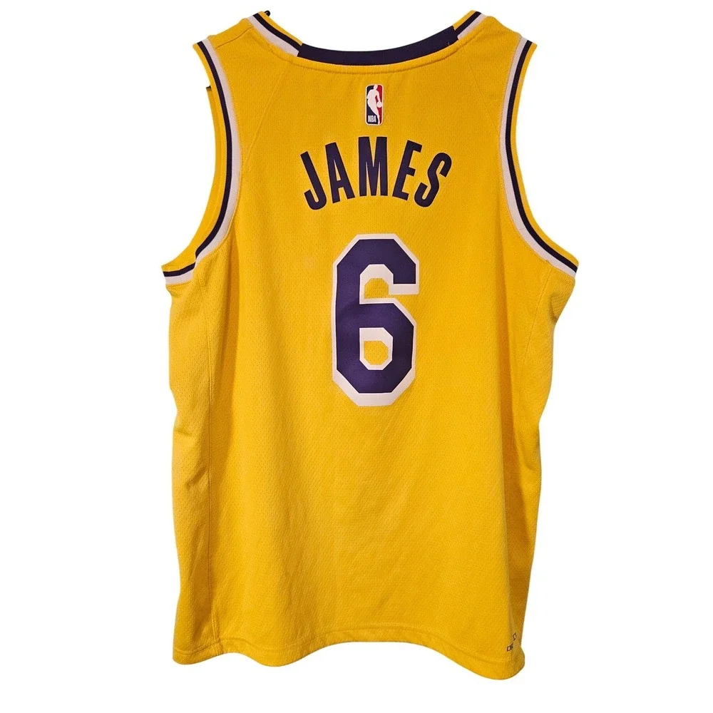 Nike LeBron James Los Angeles Lakers Jersey Yellow Swingman Icon Edition Large